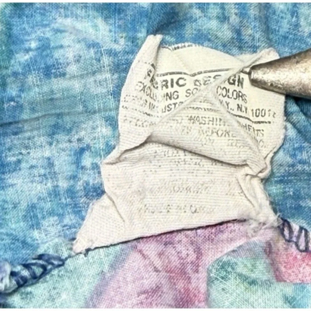 Springmaid Pillowcase Set Jewel Marble KING Geo Abstract‎ Vtg Memphis Blue Pink
